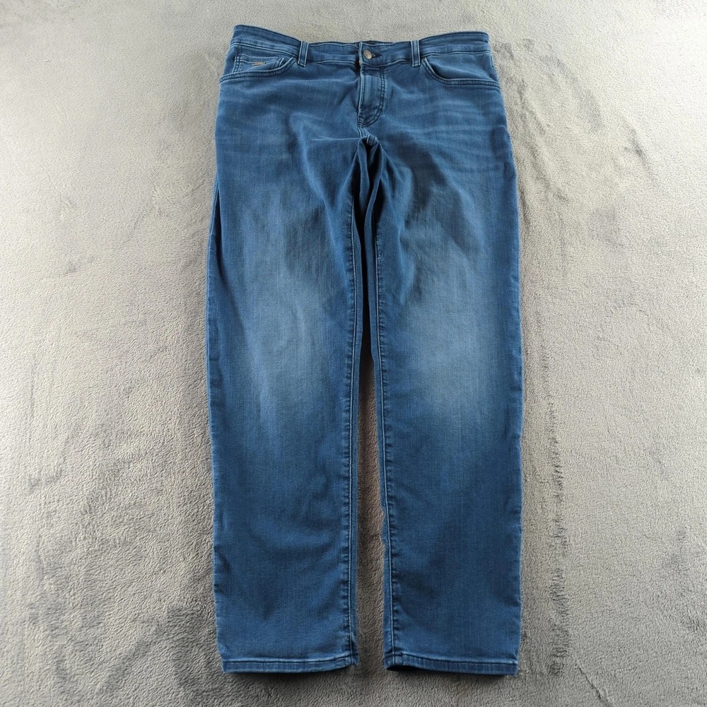 Hugo Boss Jeans Mens 34x30* Blue Straight Stretch MAINE Faded Whiskers‎ Pants